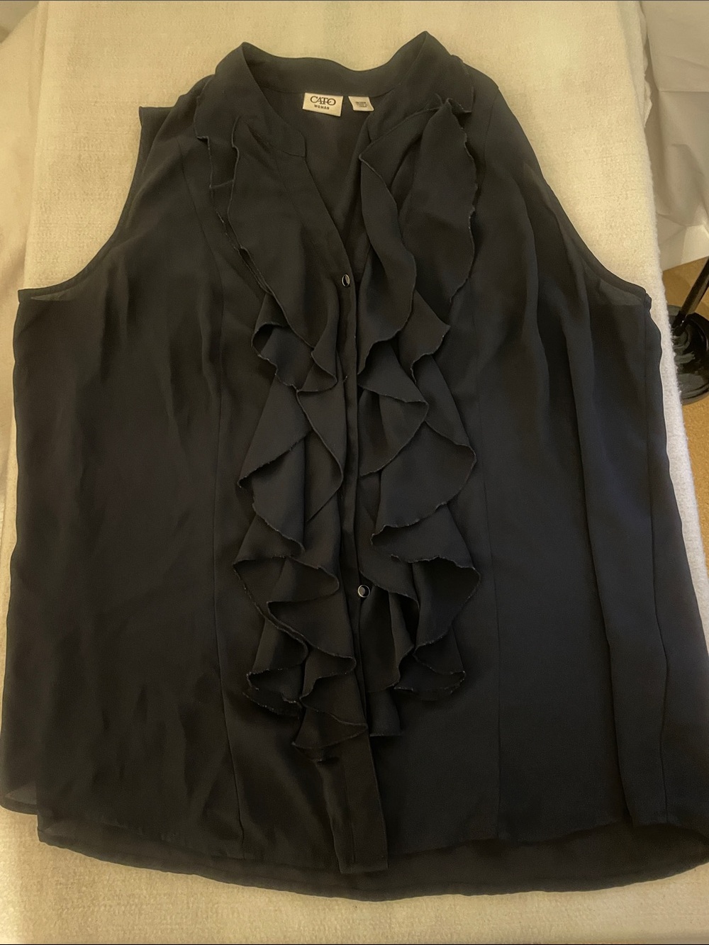 Cato Black Ruffle Front Sleeveless Camisole